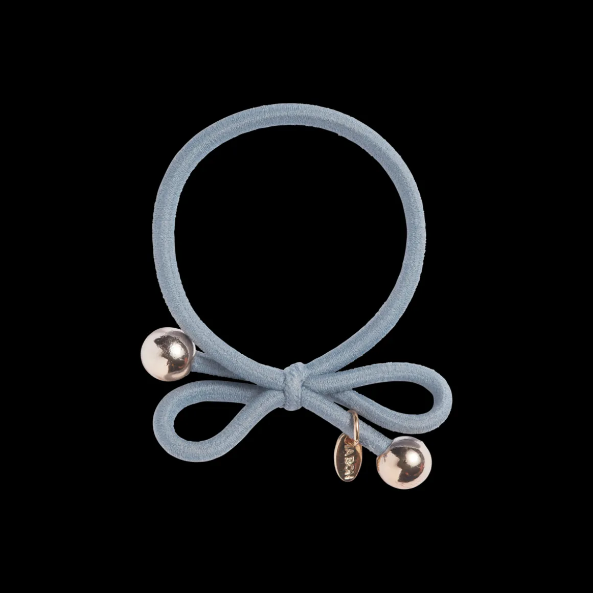 Hair Tie with Gold Bead Dusty Blue