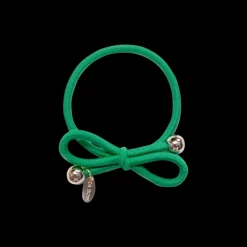 Hair Tie with Gold Bead Kelly Green