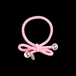 Hair Tie With Gold Bead Light Pink