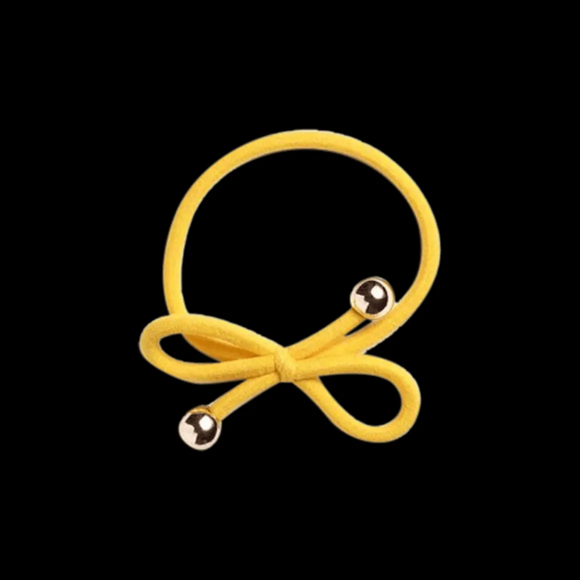 Hair Tie with Gold Bead Yellow